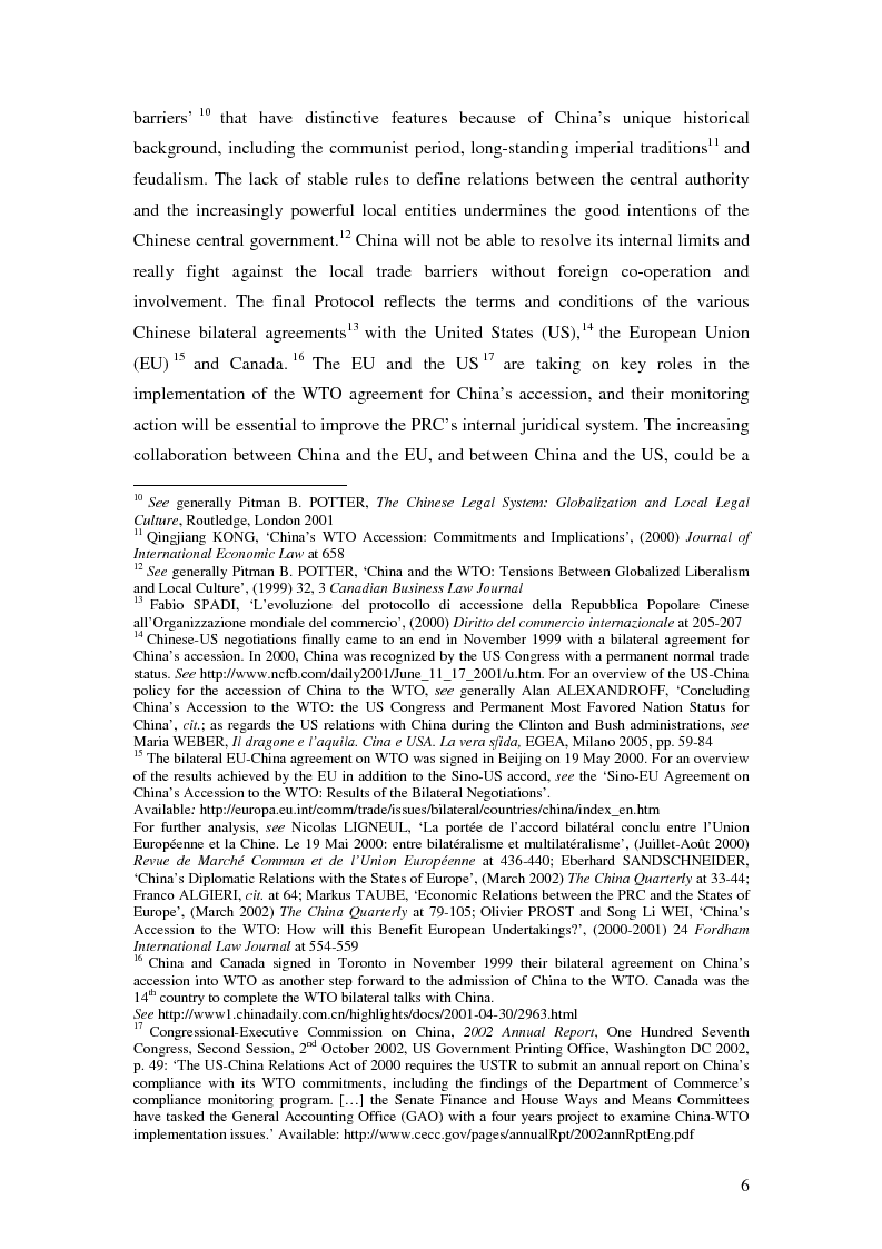 Anteprima della tesi: Five Years of China’s Wto Membership. EU and US Perspectives on China’s Compliance with Transparency Commitments and the Transitional Review Mechanism, Pagina 4