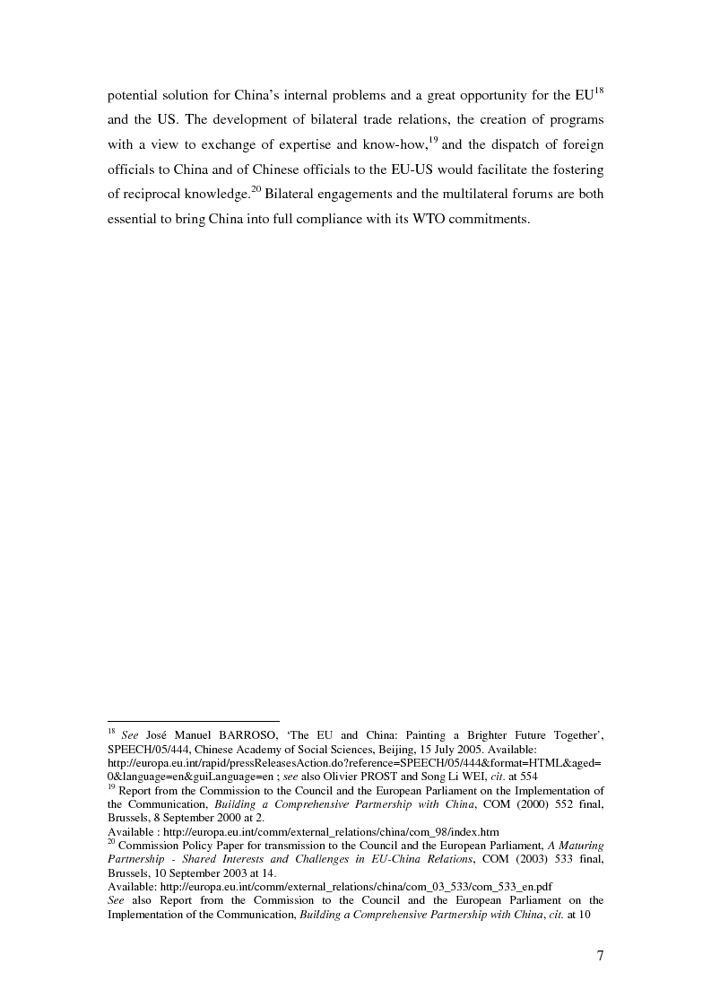 Anteprima della tesi: Five Years of China’s Wto Membership. EU and US Perspectives on China’s Compliance with Transparency Commitments and the Transitional Review Mechanism, Pagina 5