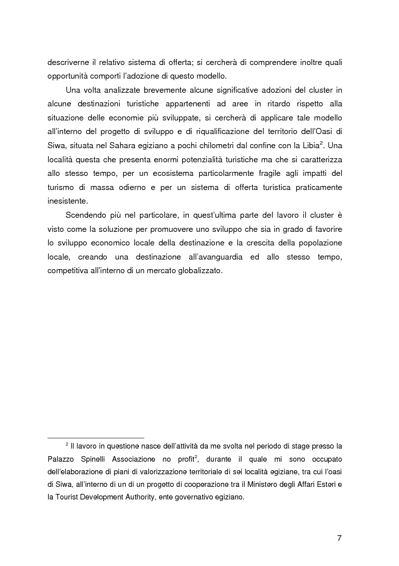 Anteprima della tesi: Destinazione e Cluster Turistici: un'applicazione all'Oasi egiziana di Siwa, Pagina 2