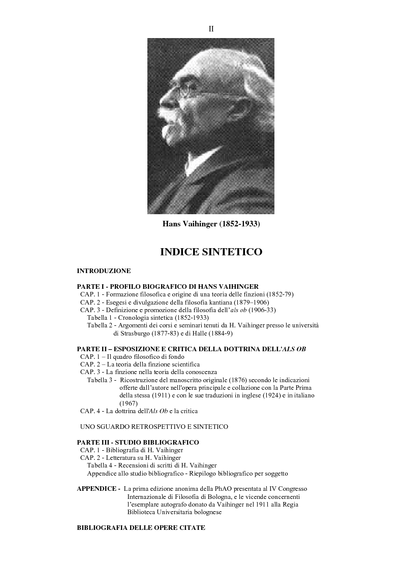 Anteprima della tesi: Hans Vaihinger (1852-1933) e la 'Philosophie des Als Ob'. Studio storico-genetico, critico e bibliografico sulla teoria finzionistica della conoscenza, Pagina 2