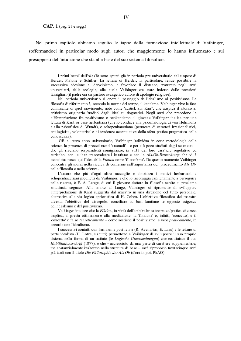 Anteprima della tesi: Hans Vaihinger (1852-1933) e la 'Philosophie des Als Ob'. Studio storico-genetico, critico e bibliografico sulla teoria finzionistica della conoscenza, Pagina 4