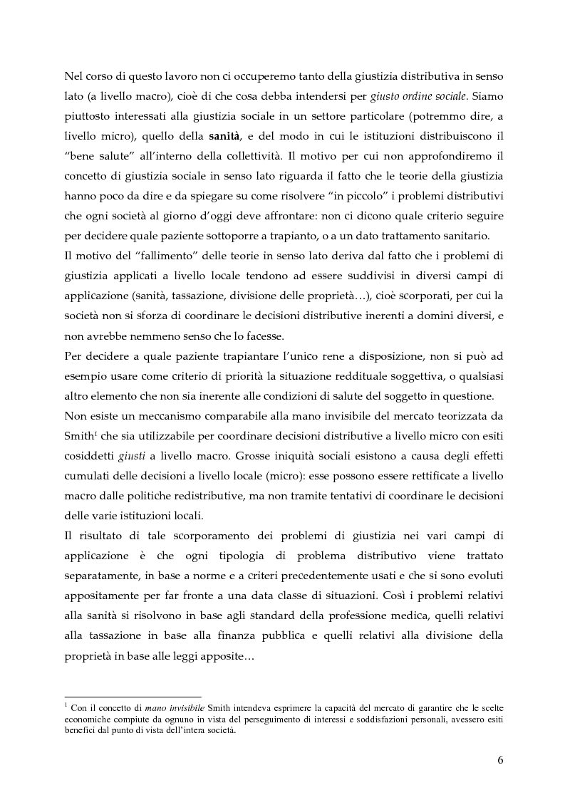 Anteprima della tesi: L'allocazione delle risorse economiche e il problema dell'equità in ambito sanitario: un'indagine sul comportamento del personale medico, Pagina 6