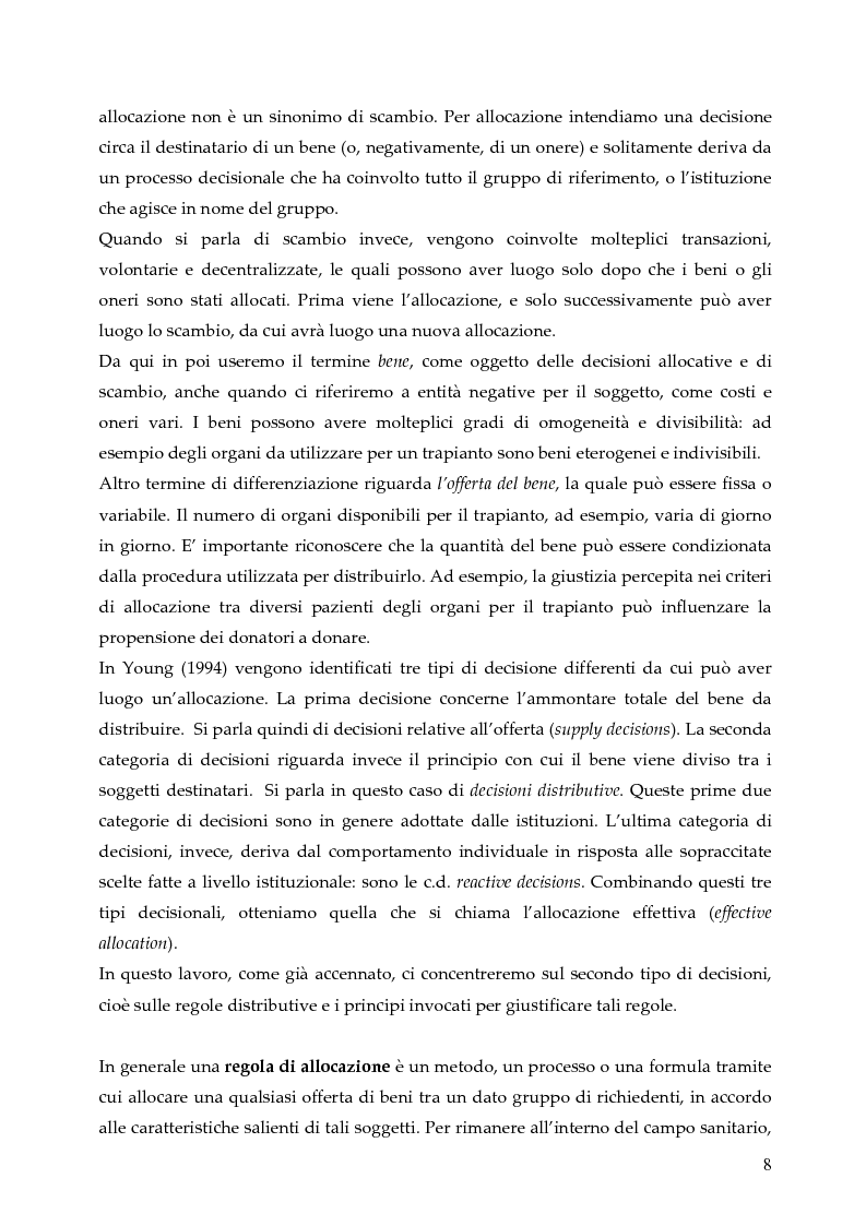 Anteprima della tesi: L'allocazione delle risorse economiche e il problema dell'equità in ambito sanitario: un'indagine sul comportamento del personale medico, Pagina 8