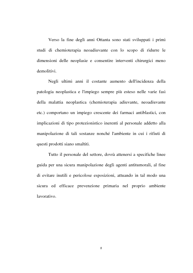 Anteprima della tesi: Rischi da esposizione professionale a chemioterapici antiblastici: tutela della salute dell'operatore sanitario, Pagina 6