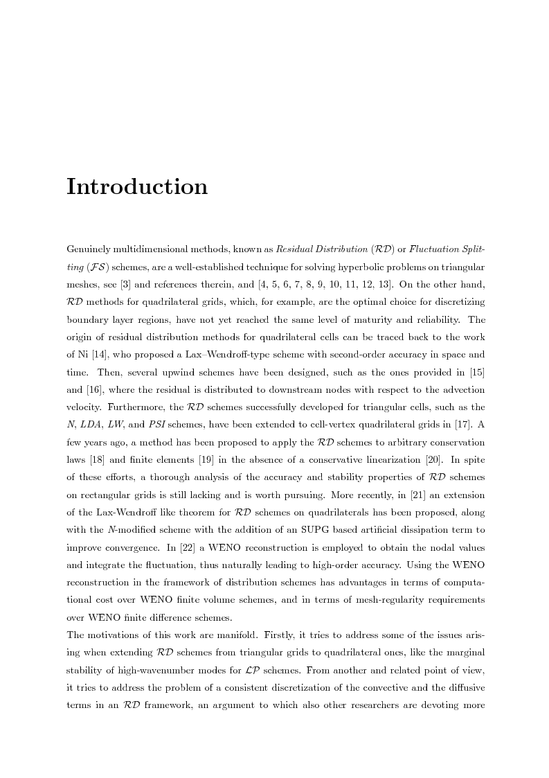 Anteprima della tesi: Residual distribution schemes for advection and advection-diffusion problems on quadrilateral and hybrid meshes, Pagina 2