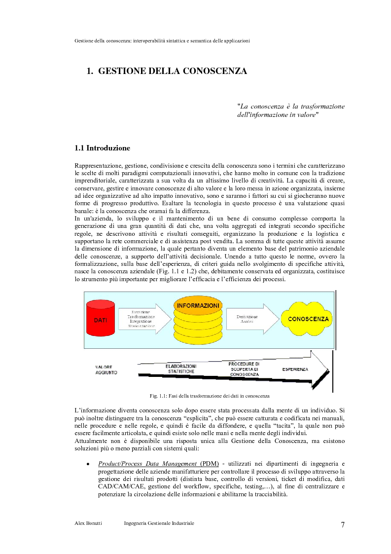 Anteprima della tesi: Gestione della conoscenza: interoperabilità sintattica e semantica delle applicazioni, Pagina 3