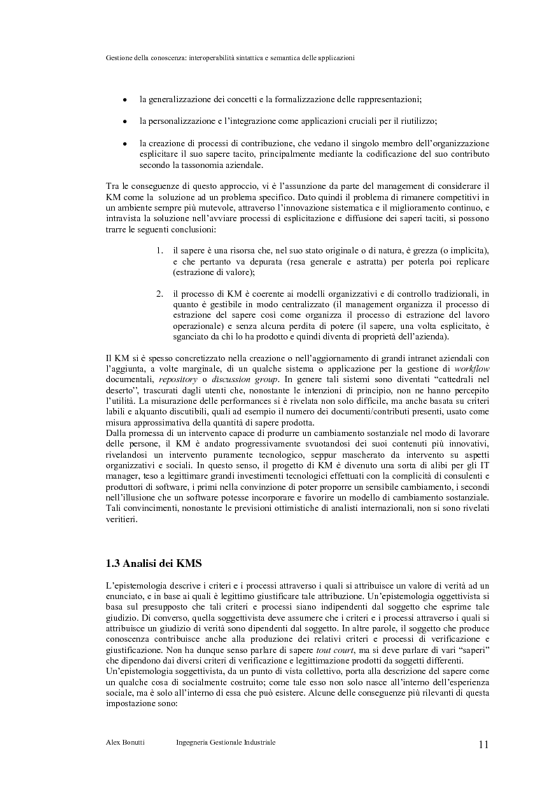 Anteprima della tesi: Gestione della conoscenza: interoperabilità sintattica e semantica delle applicazioni, Pagina 7