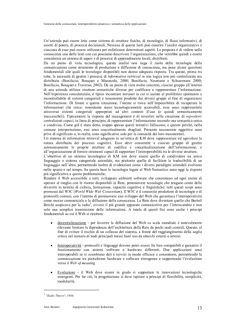 Anteprima della tesi: Gestione della conoscenza: interoperabilità sintattica e semantica delle applicazioni, Pagina 9