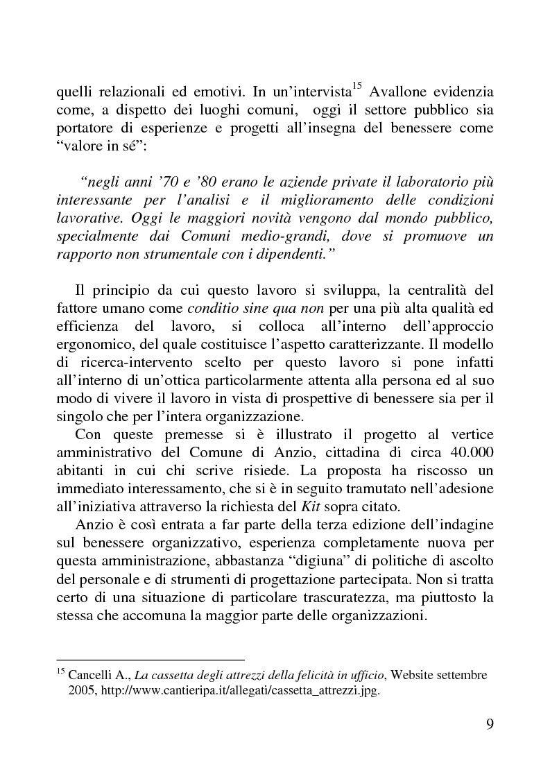 Anteprima della tesi: Benessere organizzativo e progettazione ergonomica: il caso del Comune di Anzio, Pagina 9
