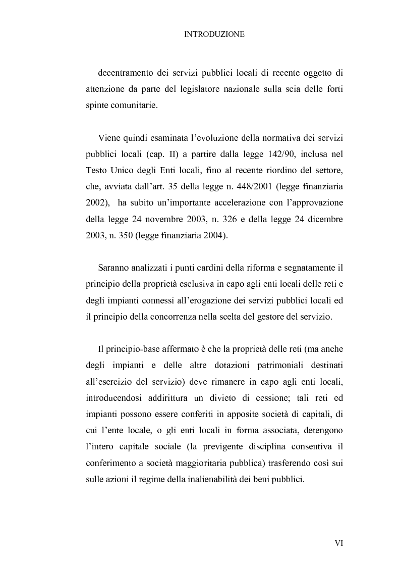 Anteprima della tesi: I conferimenti degli enti locali in attuazione della riforma sui servizi pubblici. La riorganizzazione dei comuni della provincia di Forlì-Cesena, Pagina 2