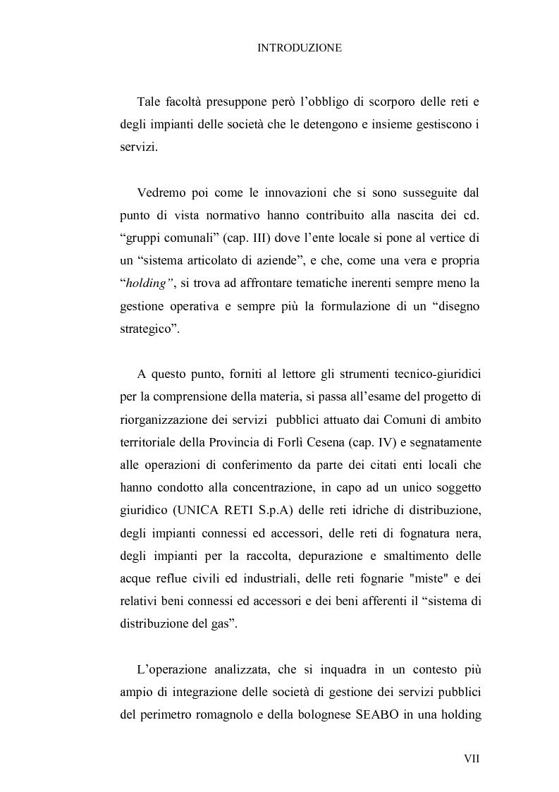 Anteprima della tesi: I conferimenti degli enti locali in attuazione della riforma sui servizi pubblici. La riorganizzazione dei comuni della provincia di Forlì-Cesena, Pagina 3