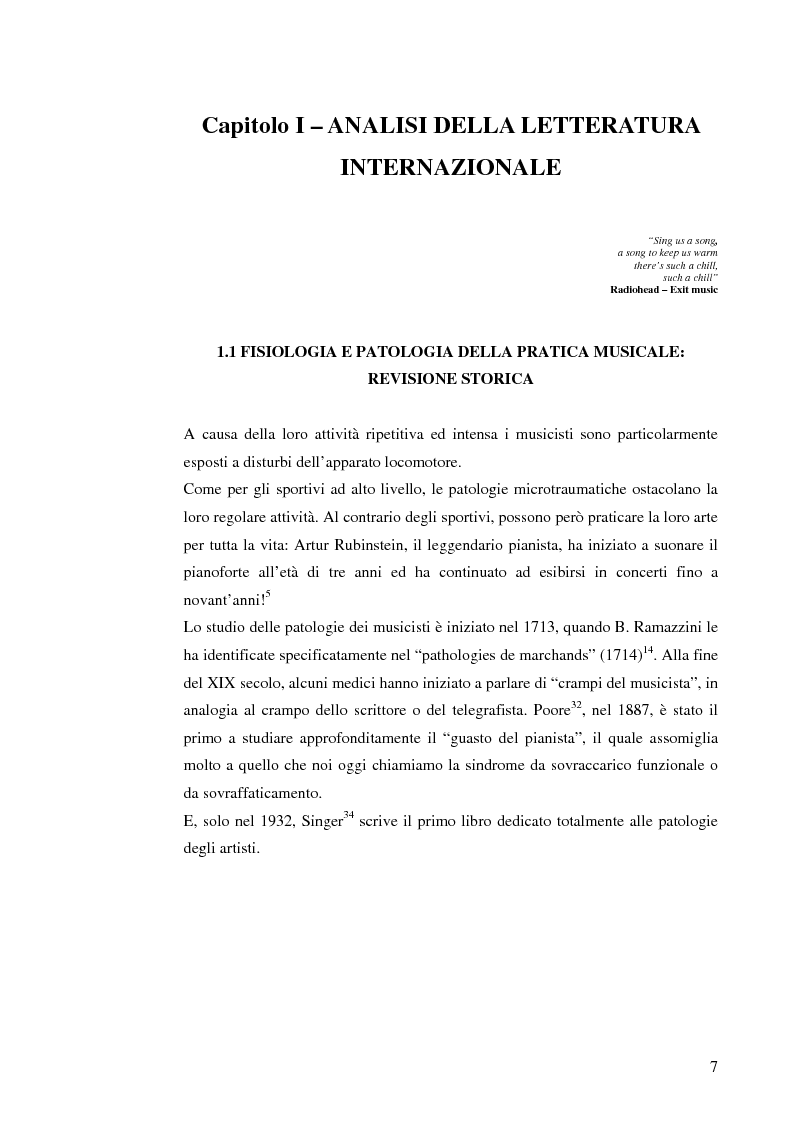 Anteprima della tesi: Le patologie muscolo-scheletriche nei musicisti: statistica ed esperienze riabilitative, Pagina 3