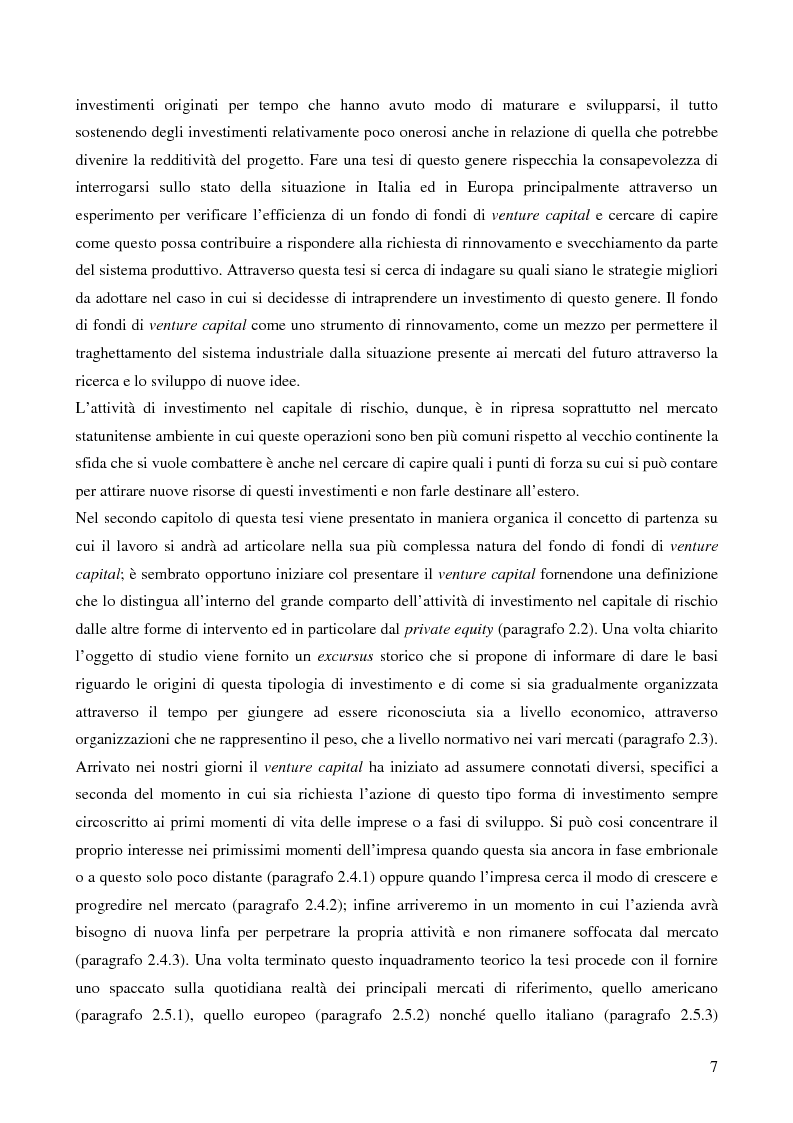 Anteprima della tesi: I fondi di fondi di venture capital e la loro attività di sostegno alle imprese, Pagina 4