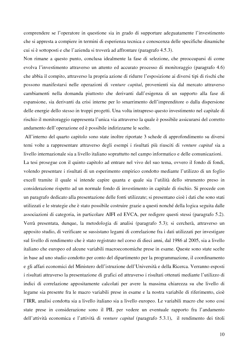 Anteprima della tesi: I fondi di fondi di venture capital e la loro attività di sostegno alle imprese, Pagina 7
