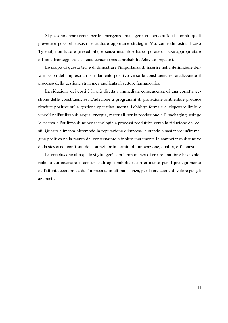 Anteprima della tesi: Constituencies management e gestione strategica: la reputazione d'impresa nel settore farmaceutico, Pagina 2