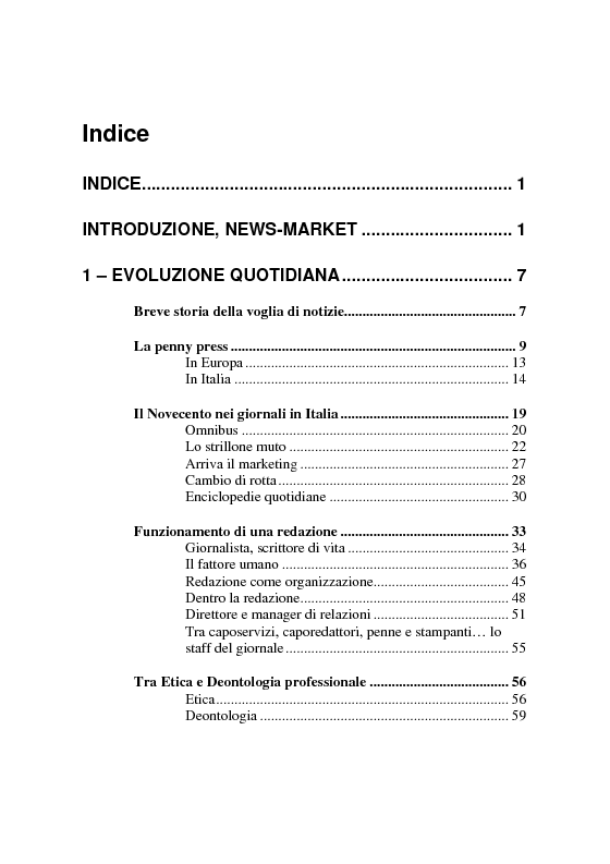 Indice della tesi: Notizia Promozionale, la notizia fra obiettivo pubblico e pubblico obiettivo, Pagina 1