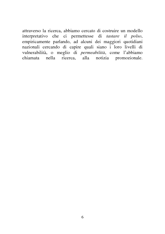 Anteprima della tesi: Notizia Promozionale, la notizia fra obiettivo pubblico e pubblico obiettivo, Pagina 6