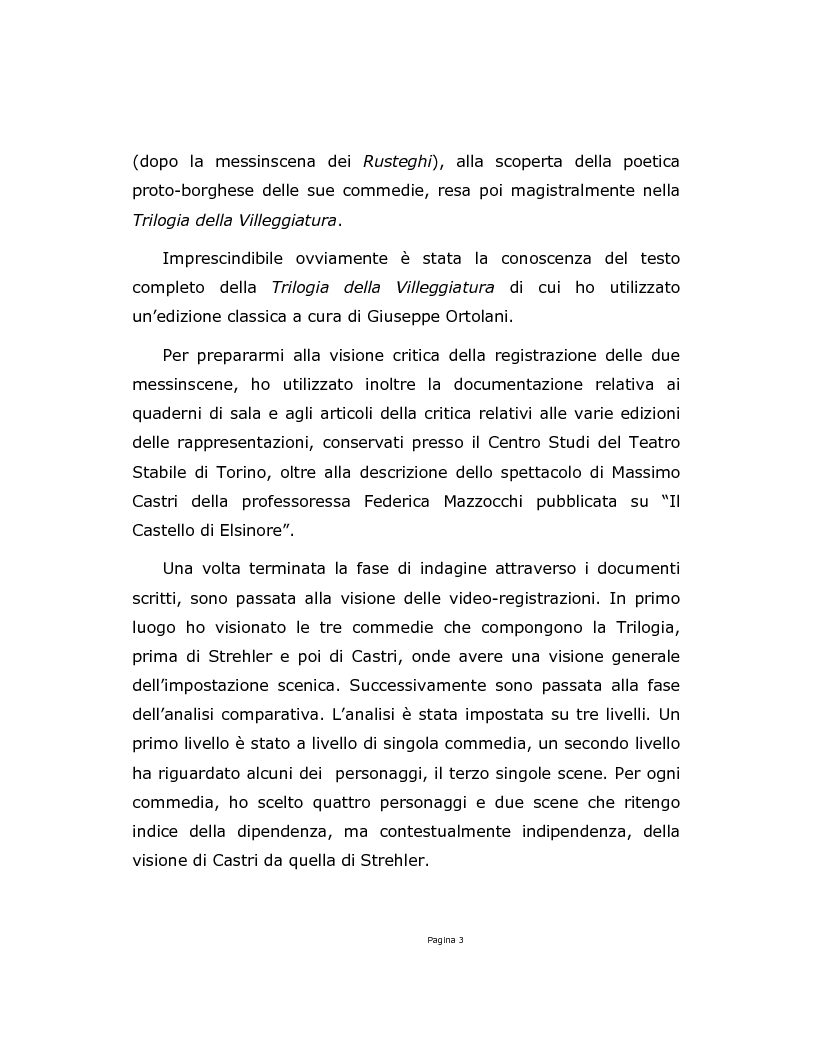 Anteprima della tesi: La Trilogia della Villeggiatura da Strehler a Castri, Pagina 3