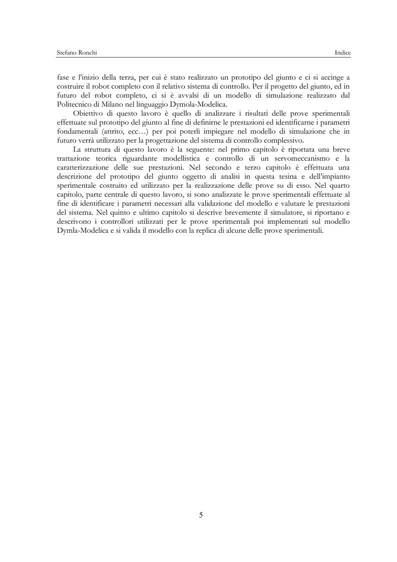 Anteprima della tesi: Modellistica e analisi delle prove sperimentali su un giunto robotico per applicazioni spaziali, Pagina 2