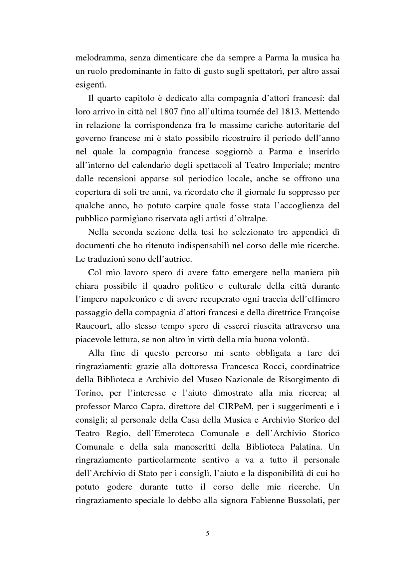 Anteprima della tesi: Mademoiselle Françoise Raucourt prima attrice della Comédie-Française e della Compagnia Imperiale e Reale a Parma (1807-1813), Pagina 3