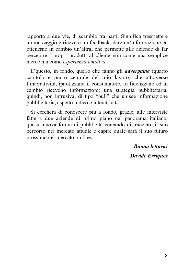Anteprima della tesi: Advergame: quando la pubblicità diventa un gioco, Pagina 4