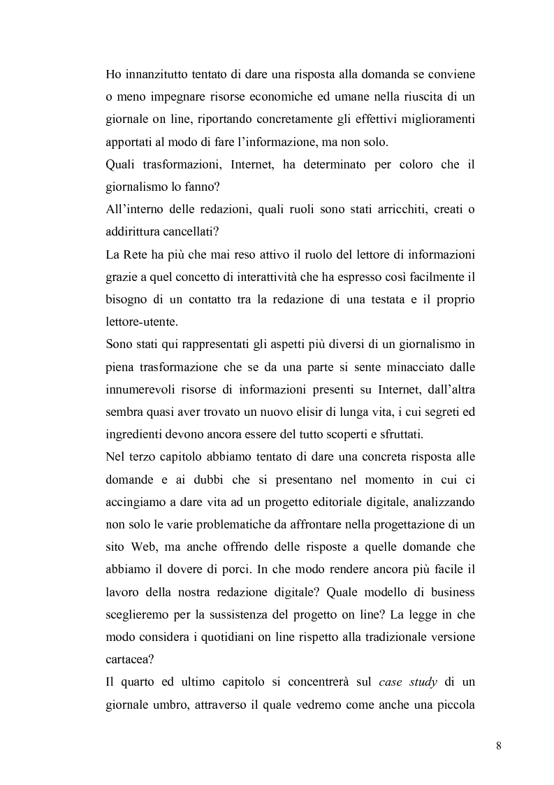 Anteprima della tesi: Dinamiche e frontiere del giornalismo on line. Il caso del Giornale dell'Umbria., Pagina 3