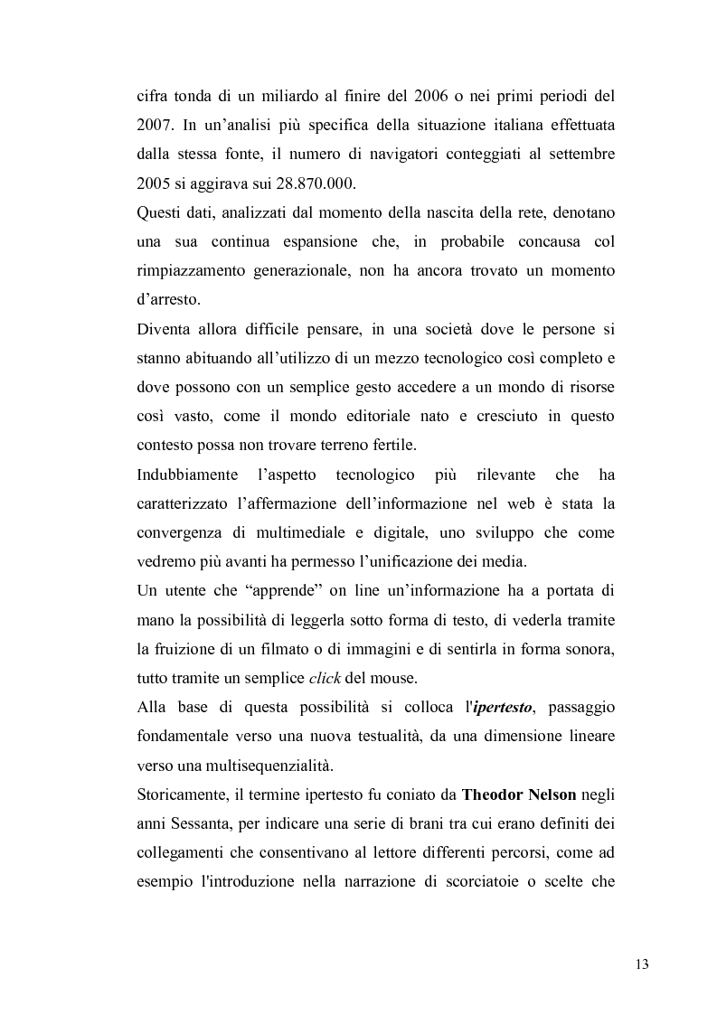 Anteprima della tesi: Dinamiche e frontiere del giornalismo on line. Il caso del Giornale dell'Umbria., Pagina 8