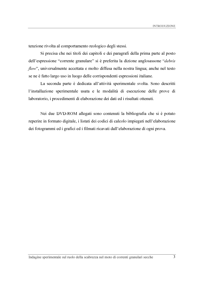 Anteprima della tesi: Indagine sperimentale sul ruolo della scabrezza nel moto di correnti granulari, Pagina 3