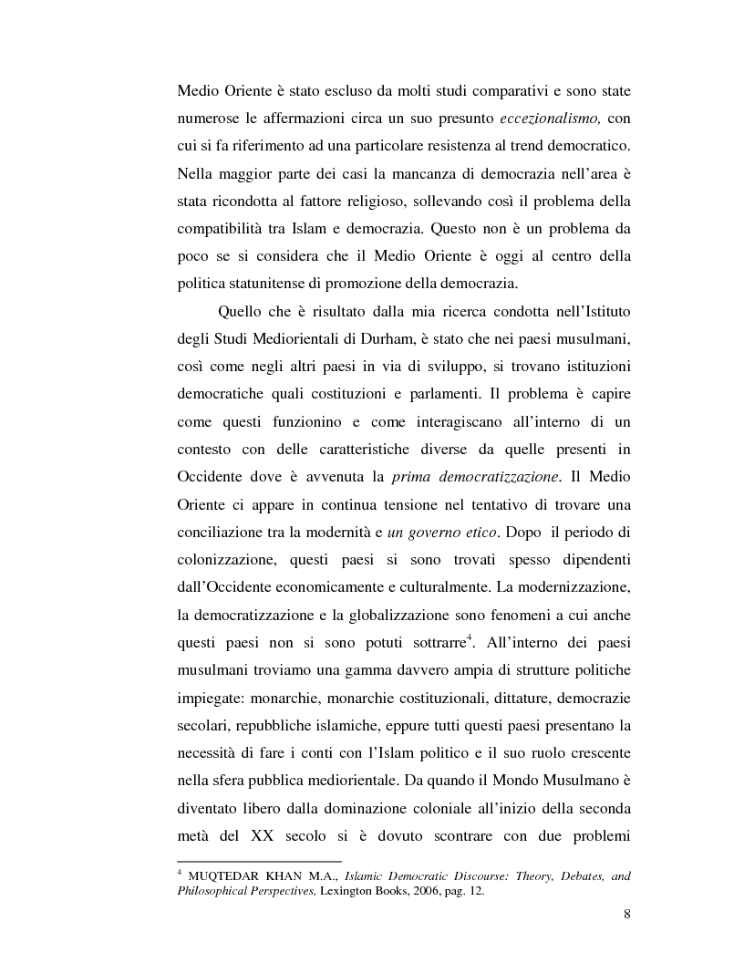 Anteprima della tesi: Istituzioni democratiche vs Democrazia. Il caso dei paesi musulmani, Pagina 4