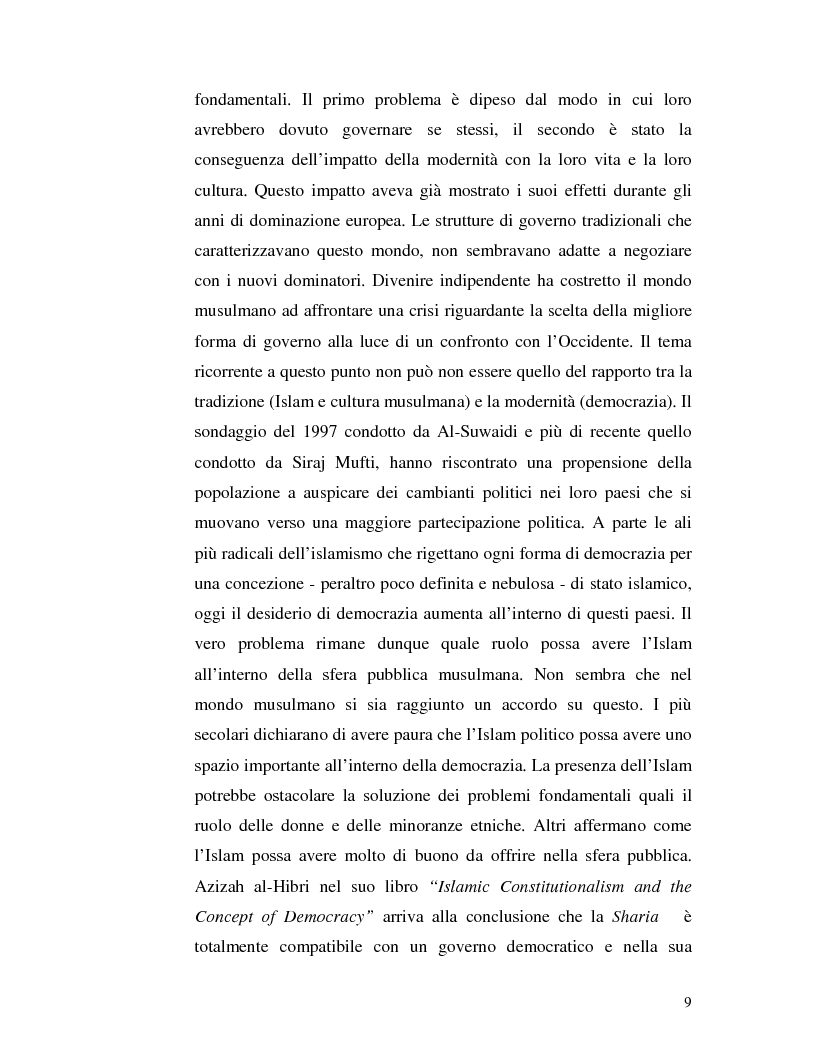 Anteprima della tesi: Istituzioni democratiche vs Democrazia. Il caso dei paesi musulmani, Pagina 5