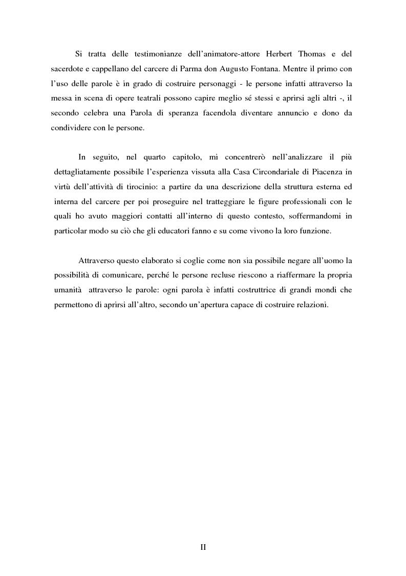 Anteprima della tesi: Parole concave per accogliere rinnovati orizzonti di senso. Il valore della parola nell'esperienza rieducativa del carcere., Pagina 2