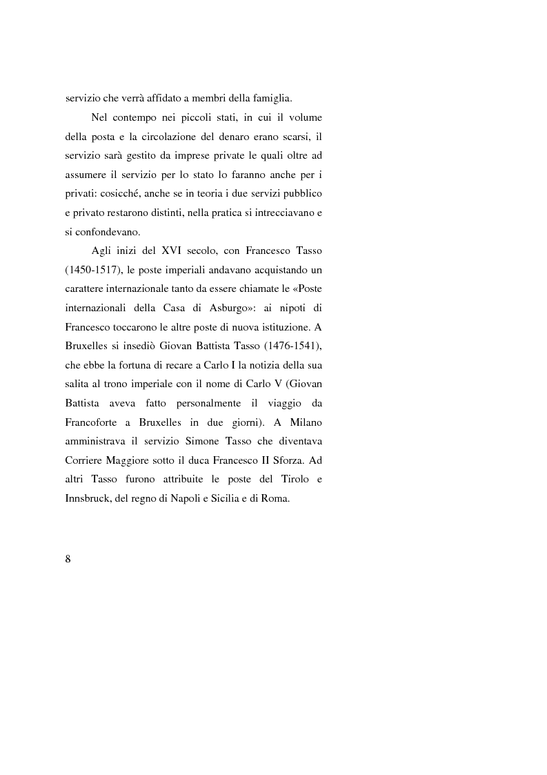 Anteprima della tesi: Poste Italiane: da servizio pubblico a sistema d'impresa, Pagina 6