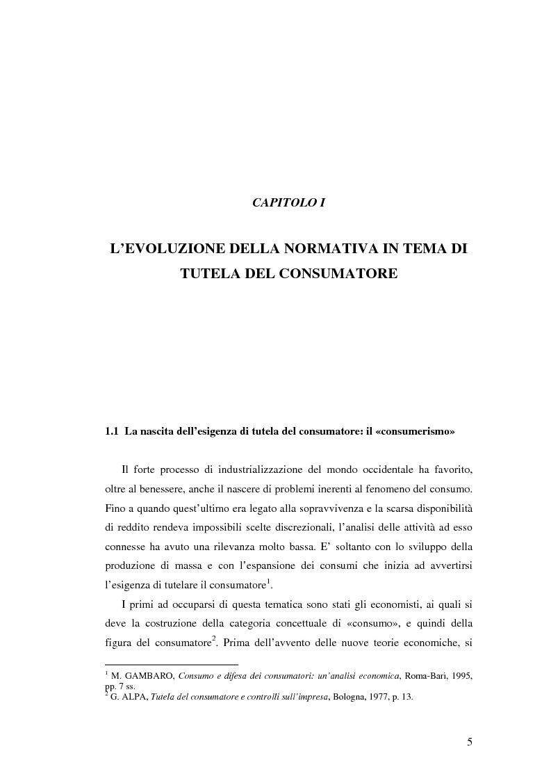 Anteprima della tesi: Il Codice del consumo. D.Lgs. 6 settembre 2005, n. 206, Pagina 4