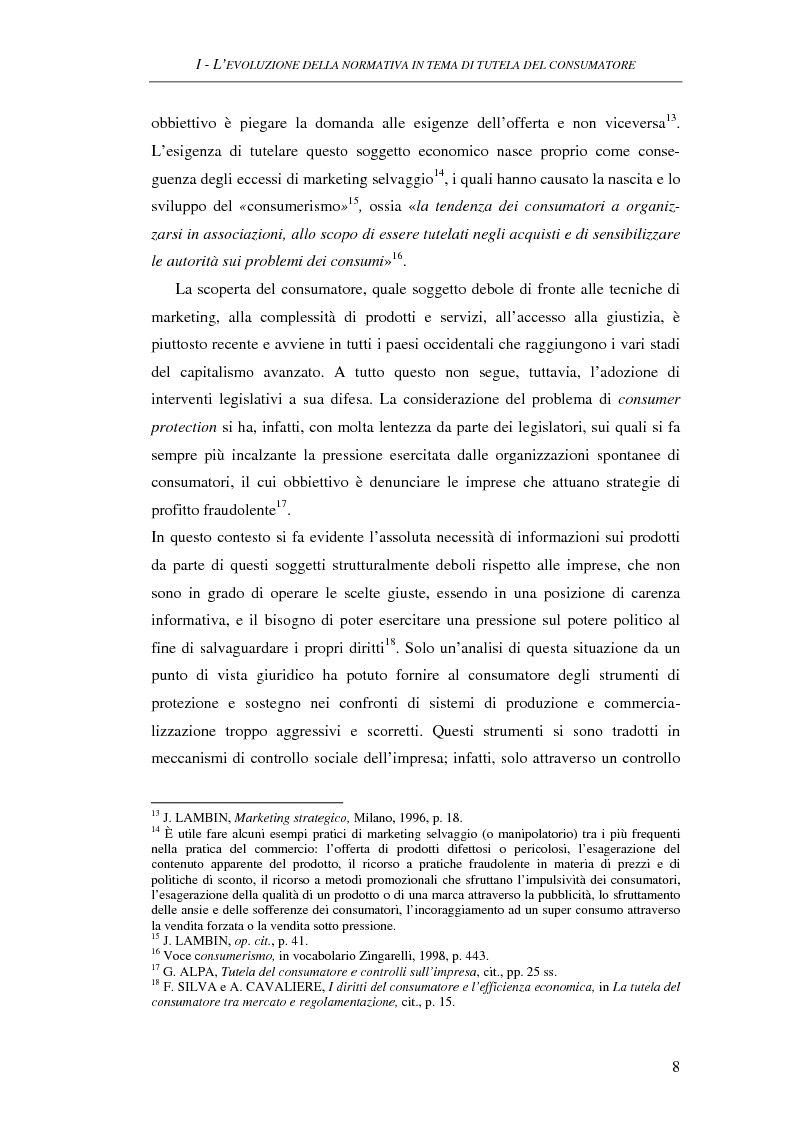 Anteprima della tesi: Il Codice del consumo. D.Lgs. 6 settembre 2005, n. 206, Pagina 7
