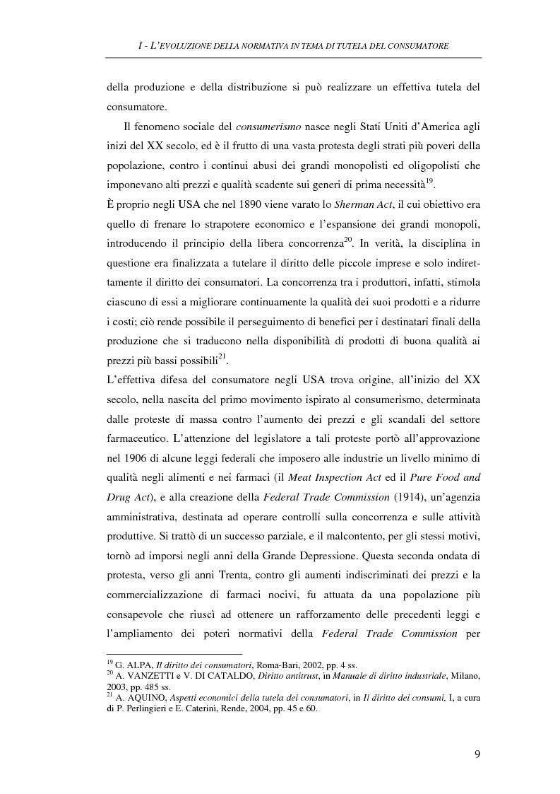 Anteprima della tesi: Il Codice del consumo. D.Lgs. 6 settembre 2005, n. 206, Pagina 8