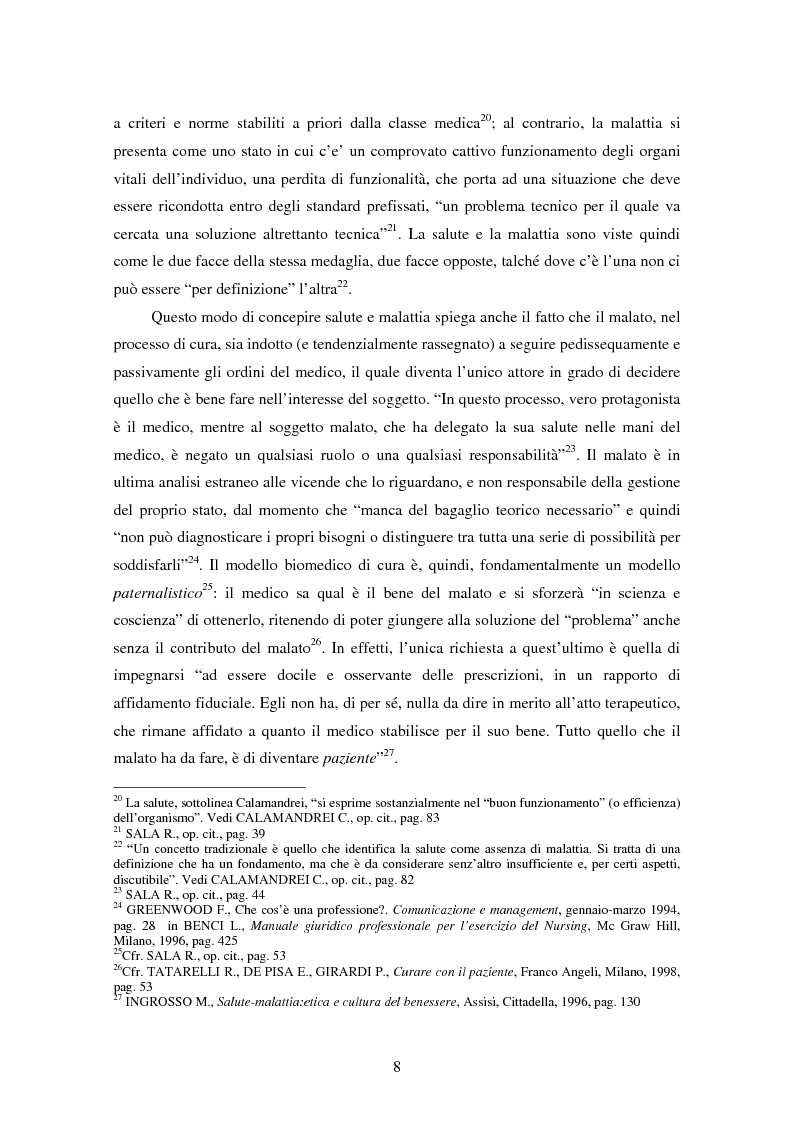 Anteprima della tesi: La relazione tra infermiere e persona malata: il nodo strategico della professione, Pagina 6