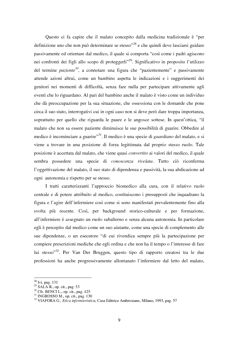 Anteprima della tesi: La relazione tra infermiere e persona malata: il nodo strategico della professione, Pagina 7