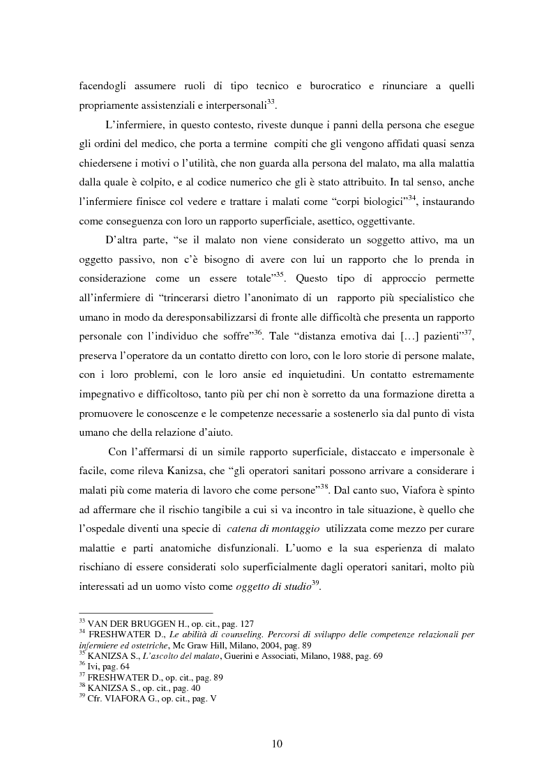 Anteprima della tesi: La relazione tra infermiere e persona malata: il nodo strategico della professione, Pagina 8
