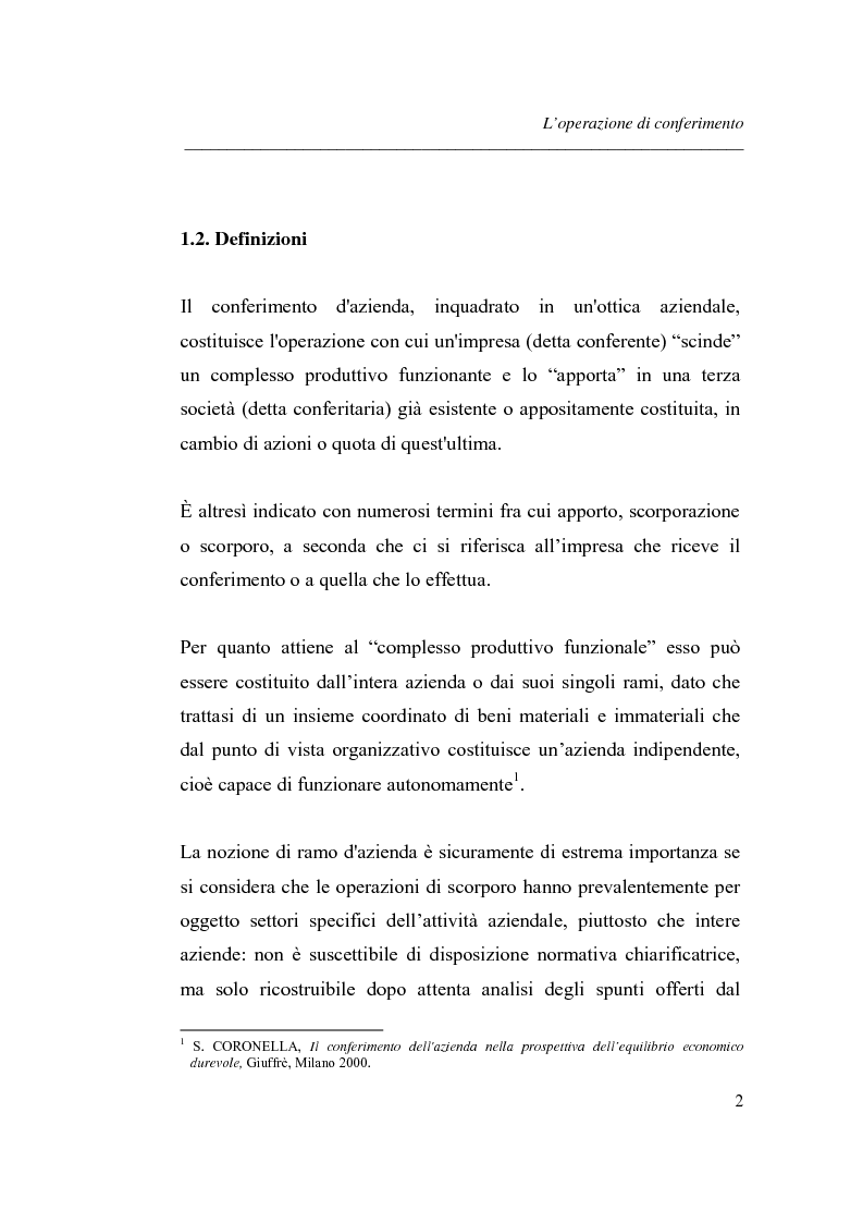 Anteprima della tesi: Similitudini tra operazioni straordinarie d'impresa. Il conferimento ''modello trasformazione''. Analisi di un caso empirico., Pagina 6