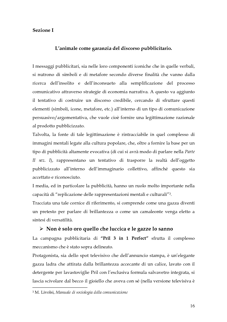 Anteprima della tesi: Animal spot: ruoli e significati degli animali nelle campagne pubblicitarie, Pagina 13