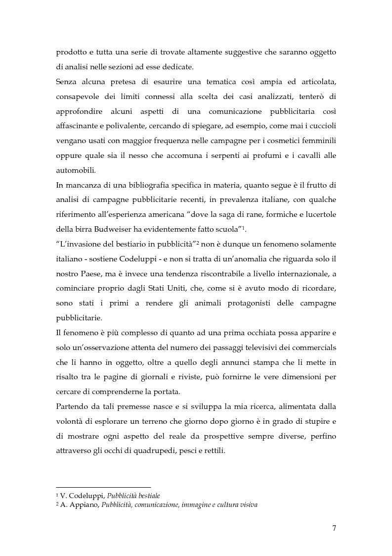 Anteprima della tesi: Animal spot: ruoli e significati degli animali nelle campagne pubblicitarie, Pagina 4