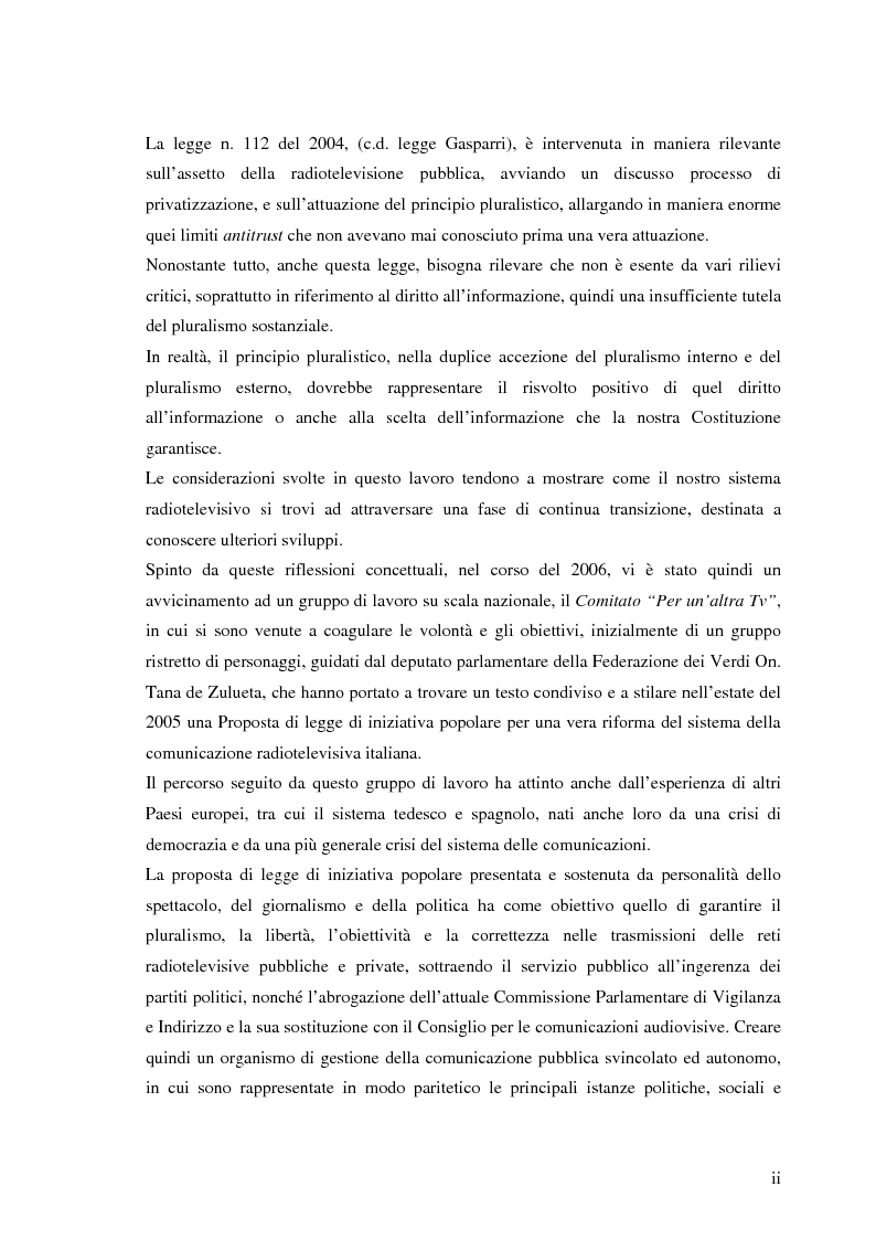 Anteprima della tesi: Il sistema radiotelevisivo tra pubblico e privato. Una proposta di legge di iniziativa popolare, Pagina 2