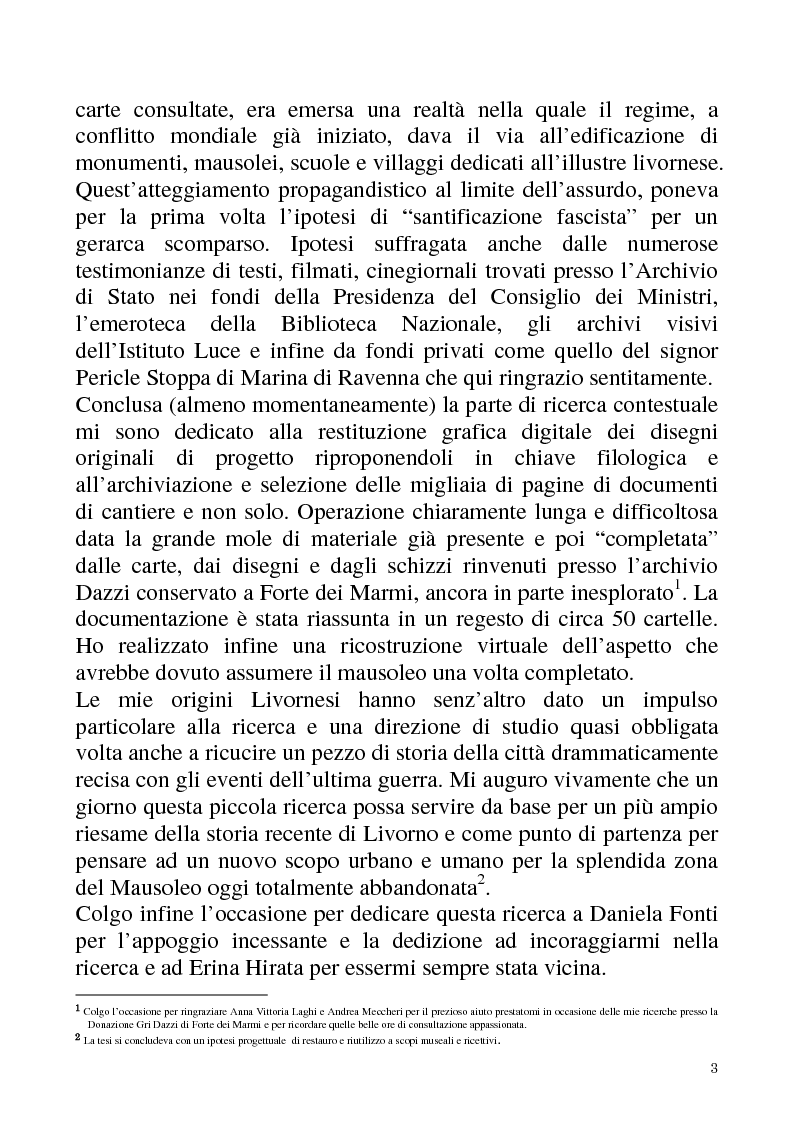 Anteprima della tesi: Studio e recupero del mausoleo di Costanzo Ciano a Livorno, Pagina 2