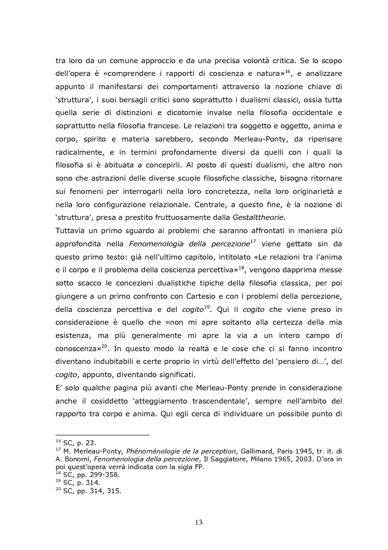 Anteprima della tesi: Cogito tacito e cogito parlato nella filosofia di Maurice Merleau-Ponty, Pagina 11