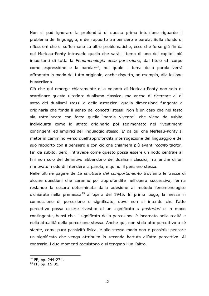 Anteprima della tesi: Cogito tacito e cogito parlato nella filosofia di Maurice Merleau-Ponty, Pagina 13