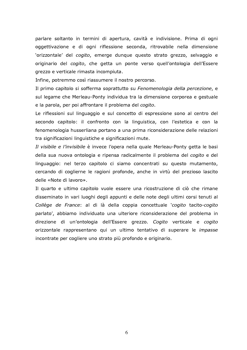 Anteprima della tesi: Cogito tacito e cogito parlato nella filosofia di Maurice Merleau-Ponty, Pagina 4