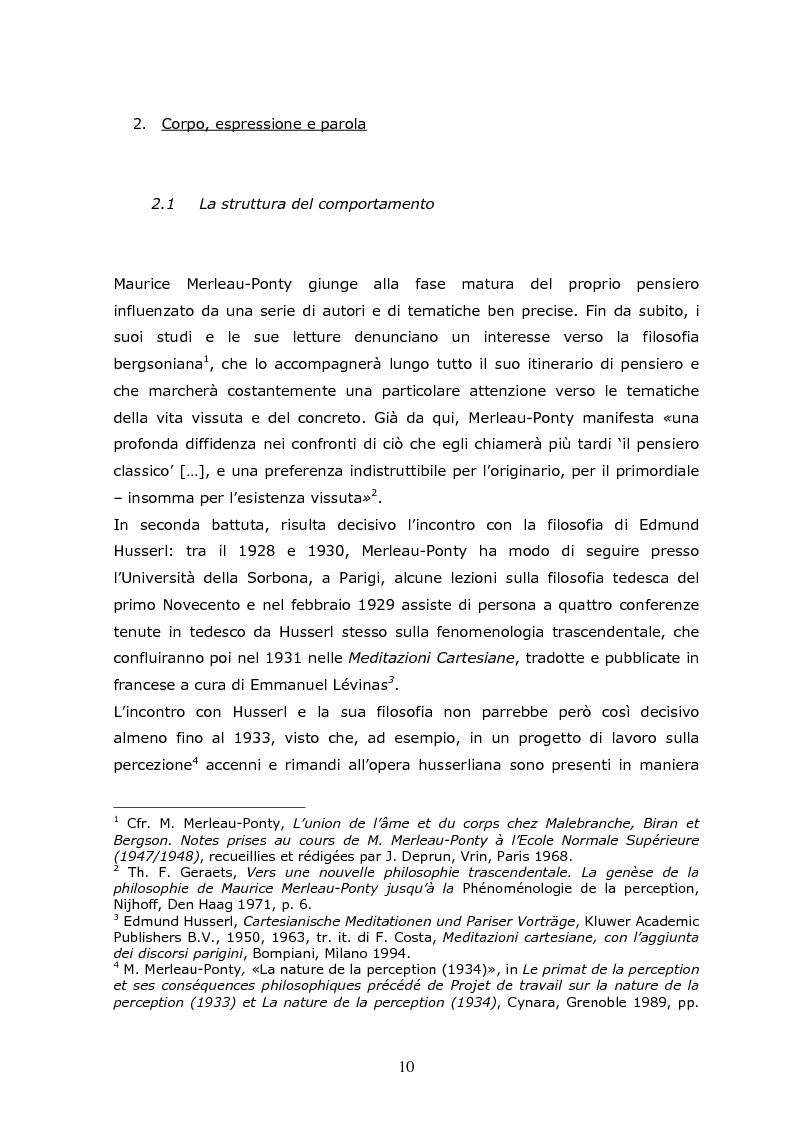 Anteprima della tesi: Cogito tacito e cogito parlato nella filosofia di Maurice Merleau-Ponty, Pagina 8