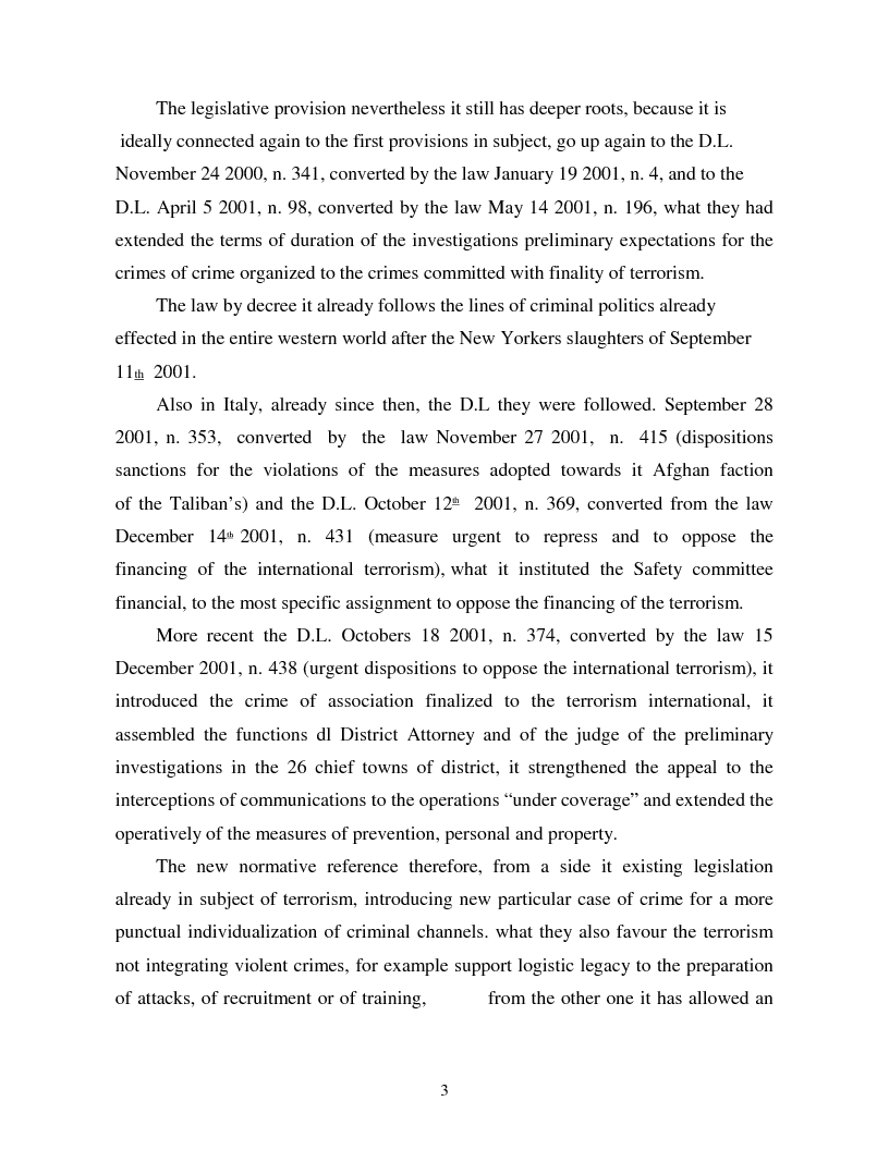 Anteprima della tesi: Terrorism and Italian Legislation: the law 155/2005, Pagina 2