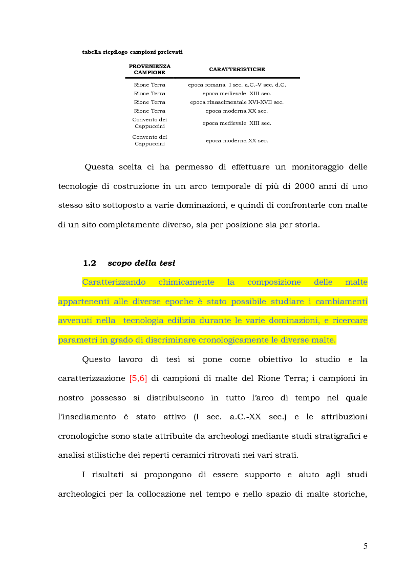 Anteprima della tesi: Caratterizzazione di malte di interesse archeologico: il caso studio del Rione Terra di Pozzuoli, Pagina 3