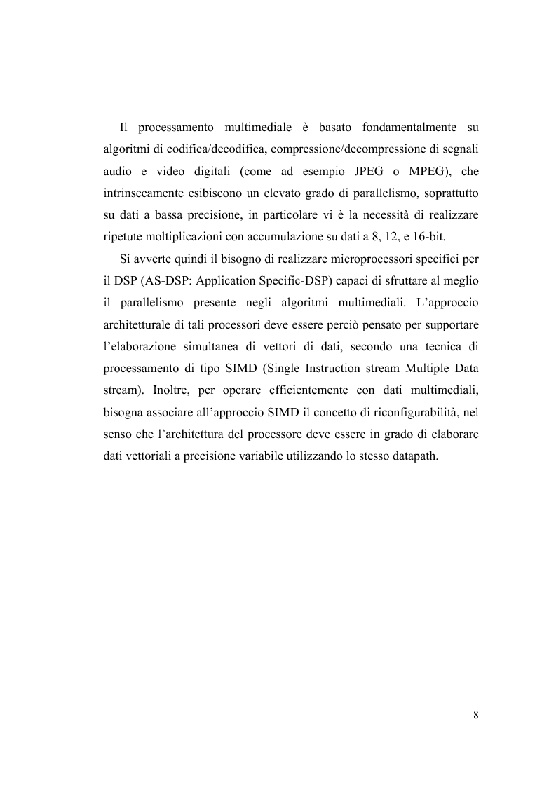 Anteprima della tesi: Progettazione su Chip FPGA VIRTEX-II di un Moltiplicatore SIMD per Applicazioni Multimediali, Pagina 2